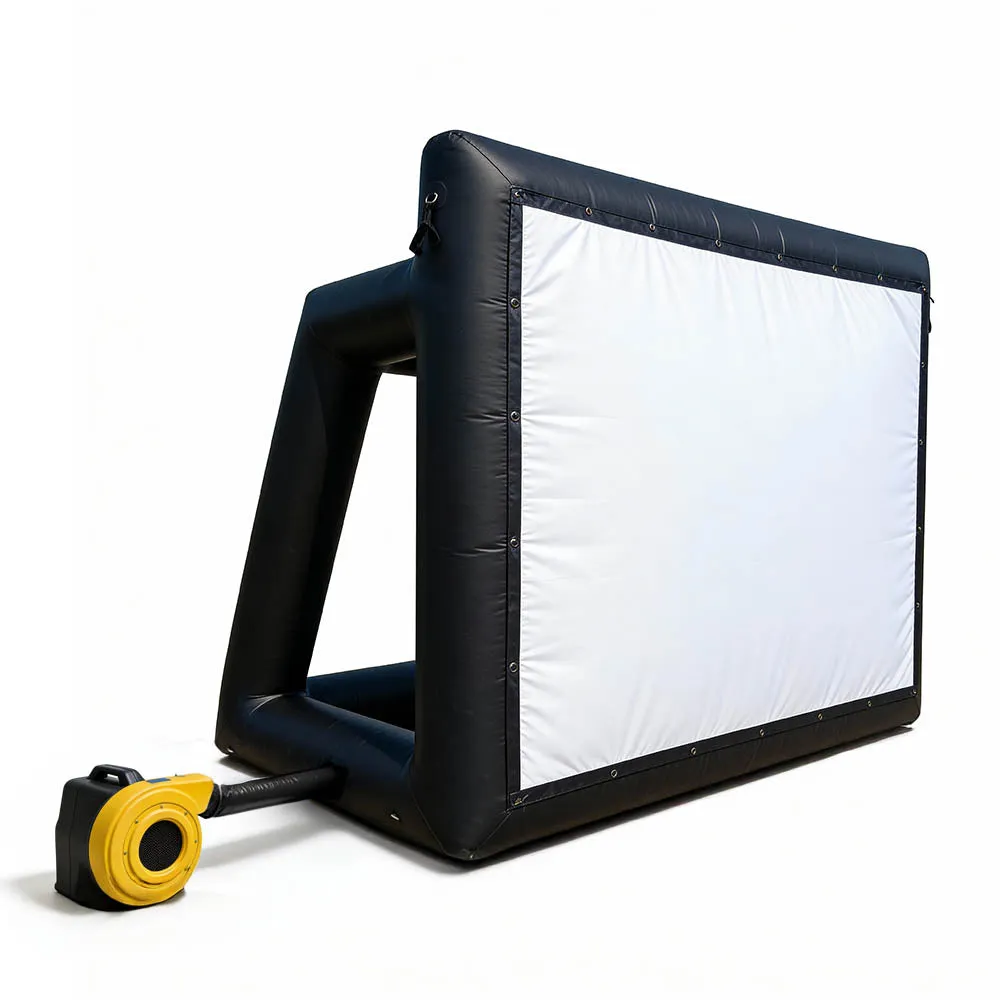 A constant-air inflatable cinema screen with a blower running