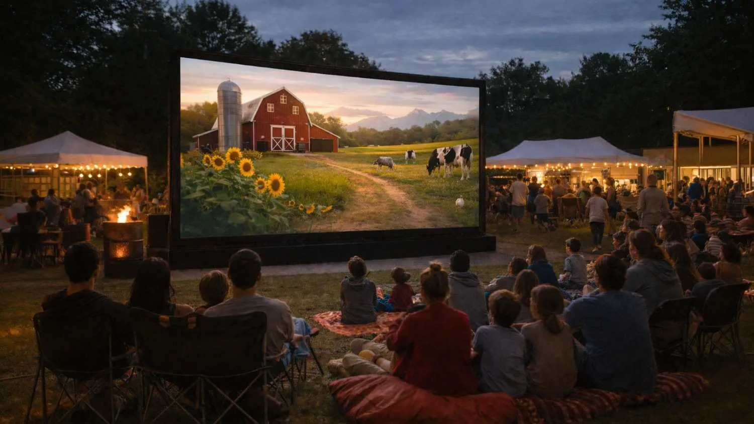 An outdoor LED screen at a community event