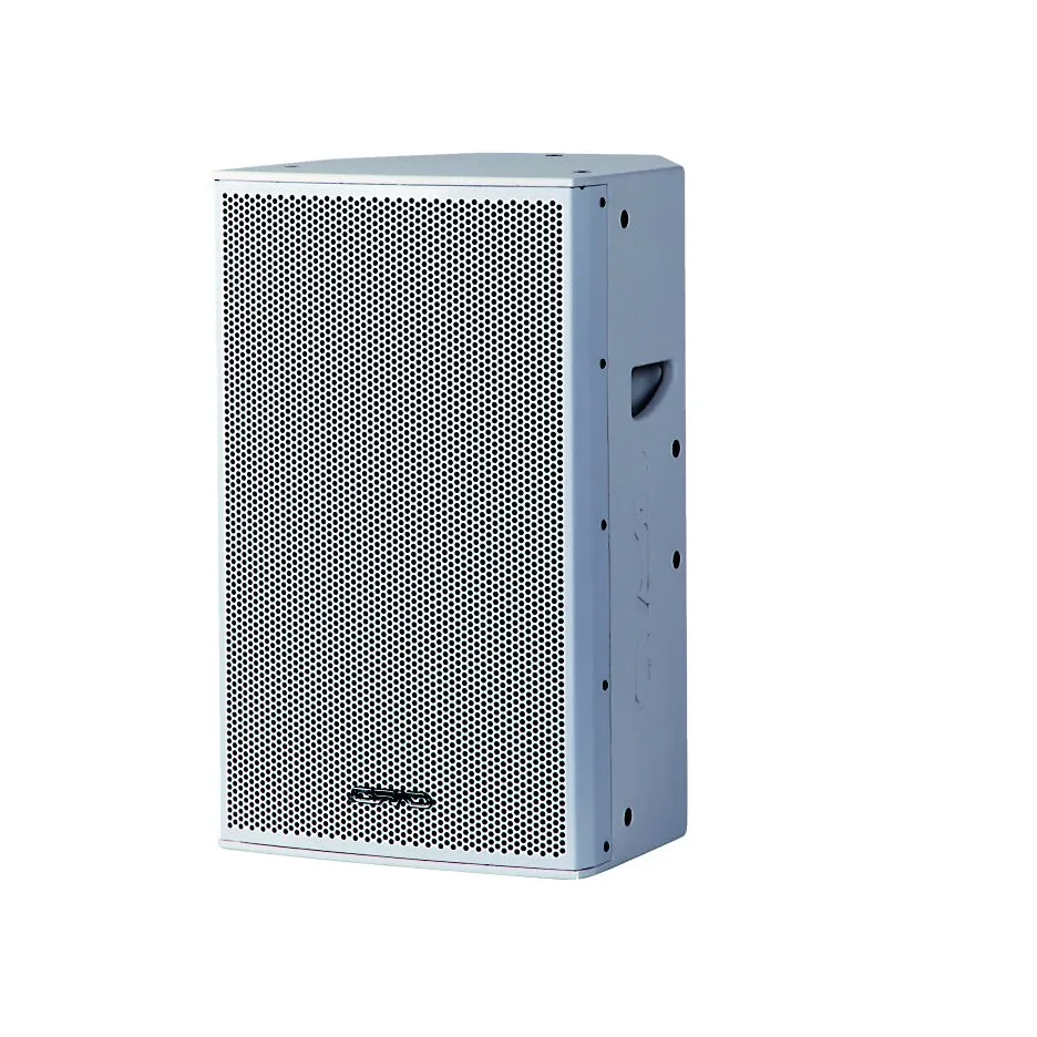 CF-15 two-way outdoor loudspeaker — a tall trapezoidal cabinet with a full-face perforated steel grille